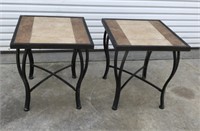Pair of Very Nice Metal Tables with Tile Top