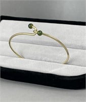 14KYG Jade Wire Hook Bangle Bracelet
