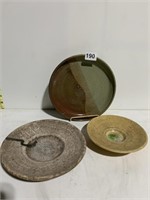 POTTERY PLATES/BOWLS, SIGNED AS SHOWN