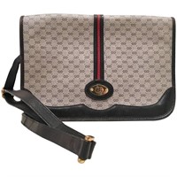 Vintage Gucci Sherry Line GG Navy Shoulder Bag