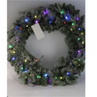 Home Reflections 24" Flocked Fairy Light Wreath