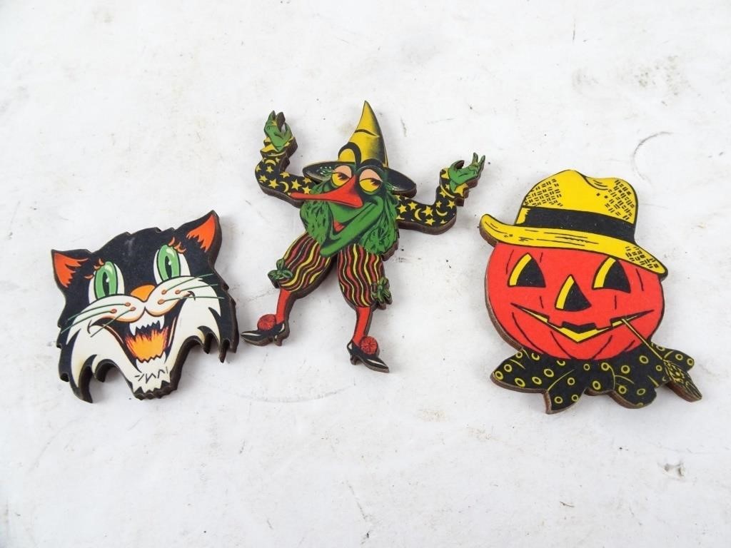 Vintage Small Wood Halloween Character Figures