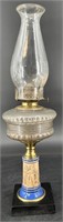 Rare Antique Porcelain & Glass Oil Lamp Uv