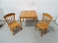 Vintage Childrens Wood Table with x2 Chairs 23" x