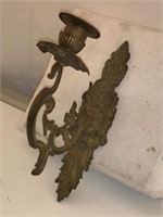 (2) Vintage Ornate Brass Candle Wall Sconces