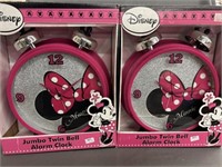 (2) Minnie Mouse Twin Bell Alarm Clocks