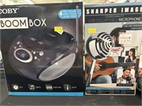 Sharper Image Microphone and Coby Boombox