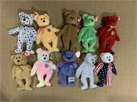 10 TY BEANIE BABIES BEARS WITH TAGS