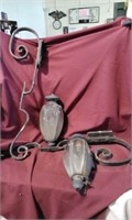 Pair of Antique Curved Beveled Glass lanterns