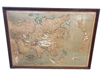 ASIAN EMBOSSED RELIEF MAP IN FRAME