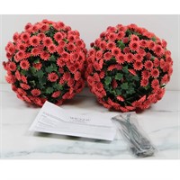 Wicker Park 10" Faux Mum Garden Spheres- Berry