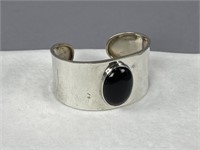 Sterling Silver Mexico Black Onyx Cuff Bracelet