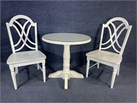 PAINTED KITCHEN TABLE AND 2 CHAIRS