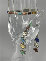 7'' Sterling Silver Multi Color Inlay Bracelets