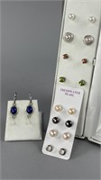 9 Pair Silver Earrings and 1 Pair Earring Jackets