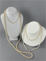 Three Cultured Pearl and One Faux Pearl Necklaces
