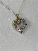 18'' 10K Two Tone Diamond Heart Pendant/Necklace