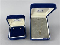 14K Yellow Gold Diamond Studs, Necklace & Pendant