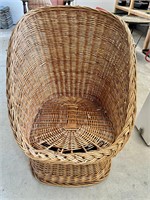 Vintage Rattan Wicker Barrel Chair