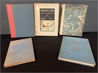 5 Large Illustrated Books From The 20's - 60's