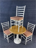 TABLE PAINT DECORATED AND 4 CHAIRS