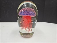 Unmarked Glass 6" h Jellyfish Paperweight