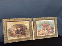 2 Vintage Prints in Antique Gold Gilt Frames