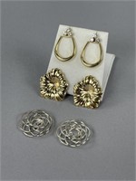 14K Yellow Gold Trio CZ Studs and Earring Jackets