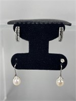 3 Pair 14K Cultured Pearl and/or Diamond Earrings