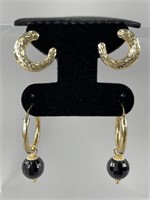 14K Yellow Gold Earrings/Black Onyx Earring Charms