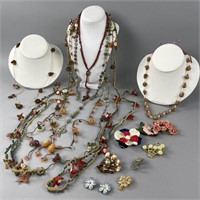 Costume Jewelry Floral Handmade Necklaces and Pins