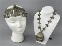 Middle Eastern Bell Necklace & Head Piece Jewelry