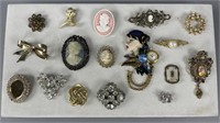 Cameo, Rhinestones Pins & Brooches