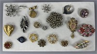 Rhinestone and Faux Pearl Brooches Pins