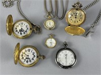 6 Decorative Quartz Pocket Watches & Watch Fobs