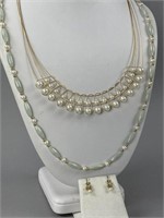 14K Yellow Gold Cultured Pearl Jade Necklaces