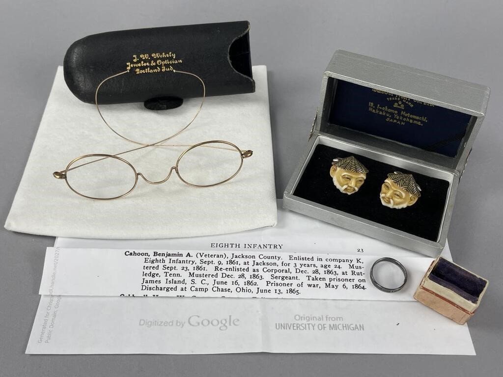 Hakusui Cufflinks, Civil War Ring, Spectacles