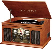 Victrola 6-in-1 Bluetooth Record Player  Mahogany