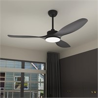 52 Ceiling Fan with LED Light  Remote  Black