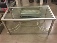 Glass top, Metal base table. 44x22x22