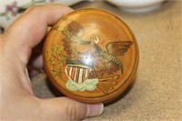 Eagle Wooden Round Trinket Box