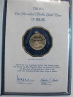 1975 $100 Gold Proof Coin Of Belize