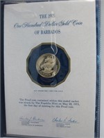 1975 $100 Gold Proof Coin Of Barbados