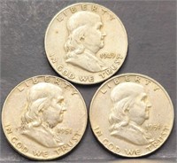 1949 & 1951 Franklin 50c Silver Half Dollar Coins