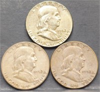 1952 Franklin 50c Silver Half Dollar Coins