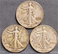 1943 Walking Liberty 50c Silver Half Dollar Coins