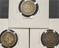 (3) U.S. Indian Head 1c Cent Coins