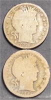 (2) U.S. 1898 Barber 50c Silver Half Dollar Coins