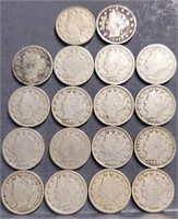 (18) U.S. Liberty "V" Nickel Coins