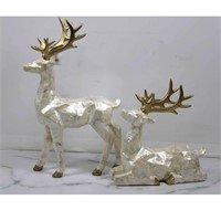 Set of 2 Capiz Pearlescent Deer by Valerie- Pearl